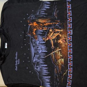 1992 Vintage Great Smoky Mountains Cowboy & Wolves Shirt